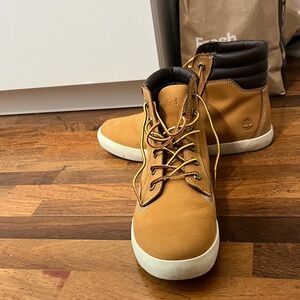 Timberland Brown Leather Boots with White Soles